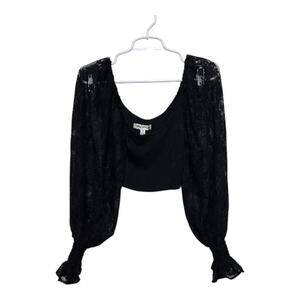 Urban Outfitters Lace Sleeve Ribbed Crop Top Small